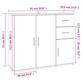 vidaXL Dressoir 91x29,5x75 cm bewerkt hout wit