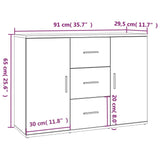 vidaXL Sideboard 91x29.5x65 cm engineered wood white