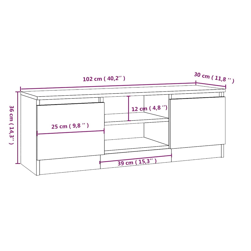 vidaXL TV Cabinet with Door 102x30x36 cm White