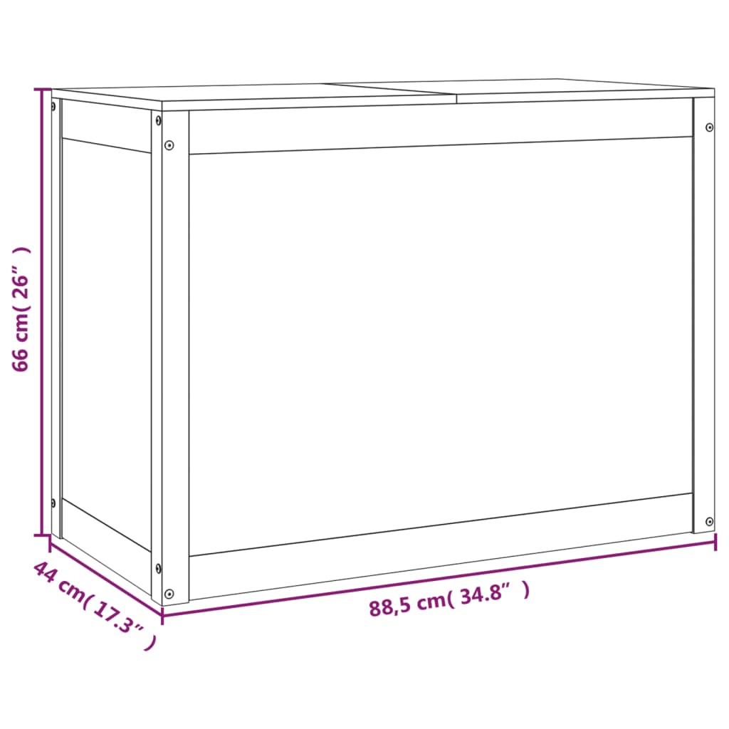 vidaXL Wasmand 44x44x66 cm massief grenenhout