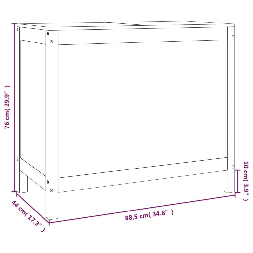 vidaXL Wasmand 44x44x76 cm massief grenenhout