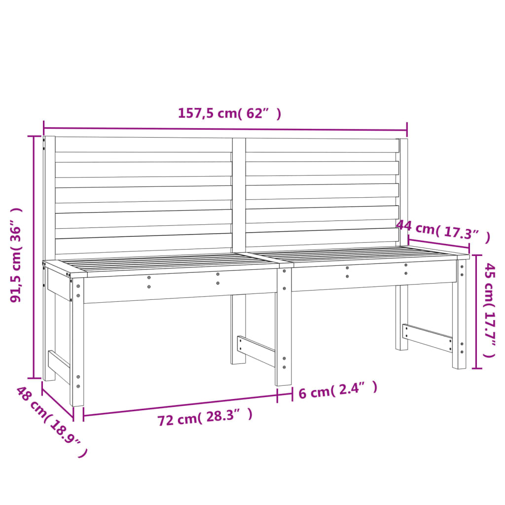 vidaXL Tuinbank 109 cm massief grenenhout