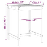 vidaXL Tuintafel 82,5x82,5x110 cm massief grenenhout