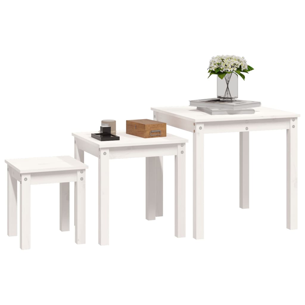 vidaXL Tafeltjesset 3 st massief grenenhout