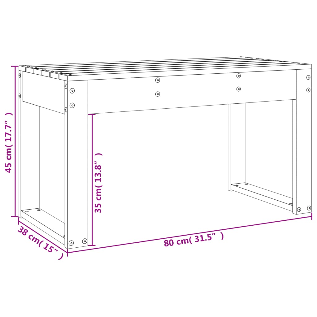 vidaXL Garden Bench 80x38x45 cm Solid Pine Wood