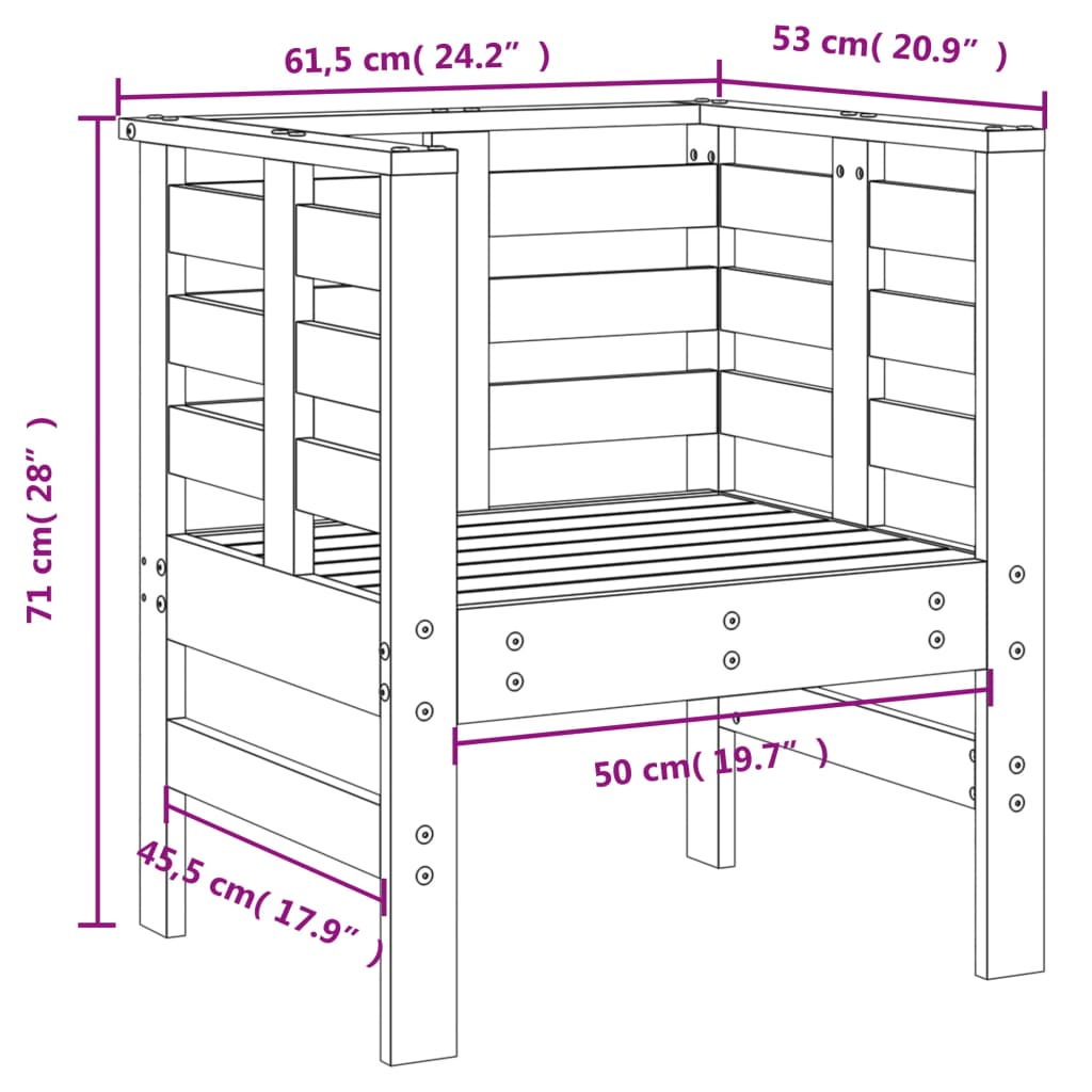 vidaXL Tuinstoelen 2 st 61,5x53x71 cm massief grenenhout