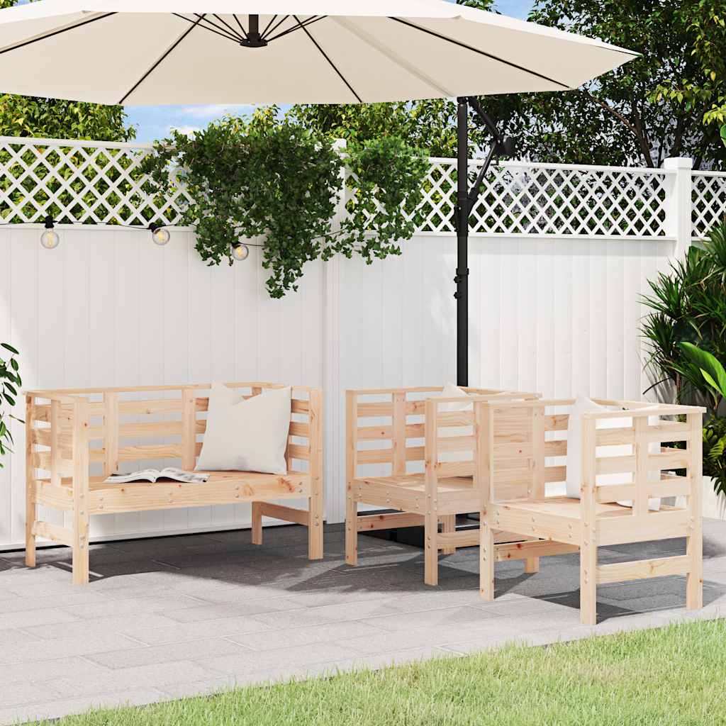 vidaXL 3-delige Loungeset massief grenenhout