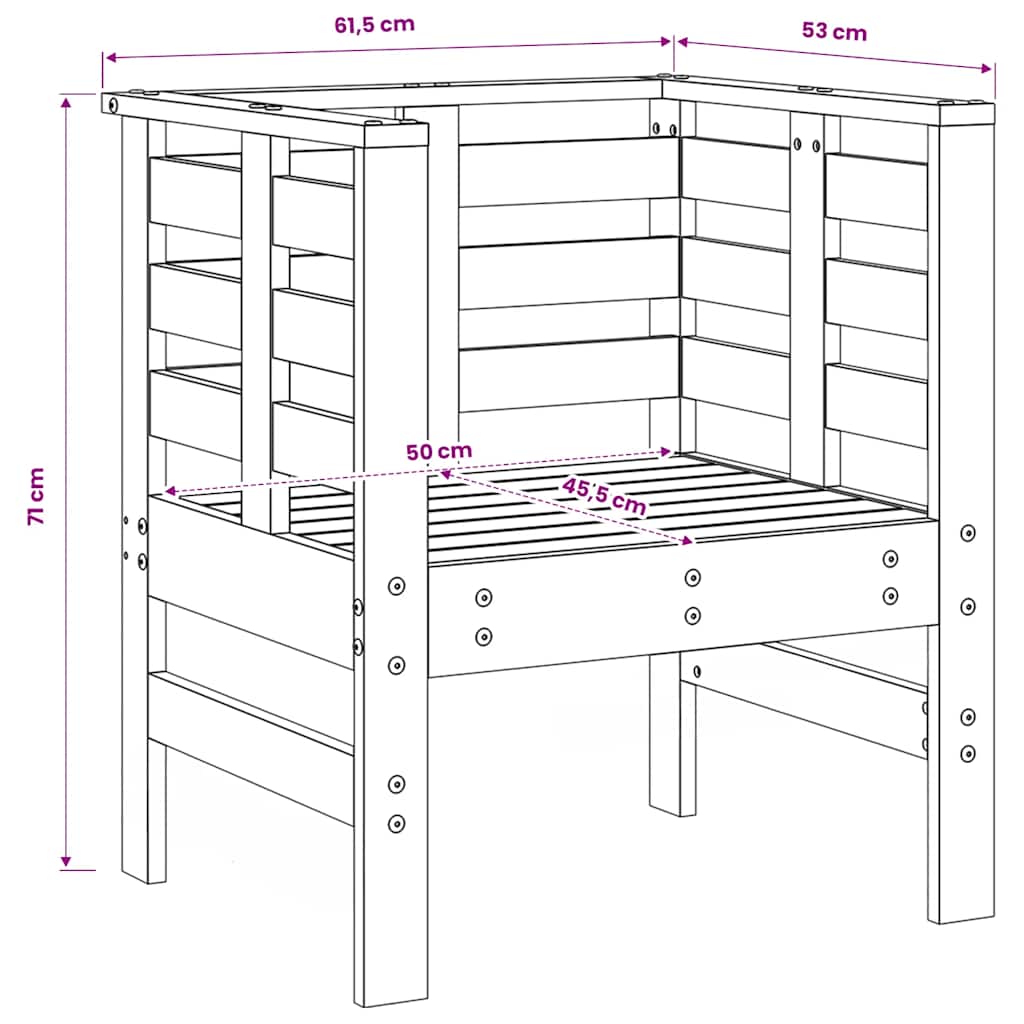vidaXL 3-delige Loungeset massief grenenhout