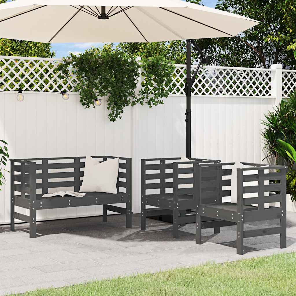 vidaXL 3-delige Loungeset massief grenenhout