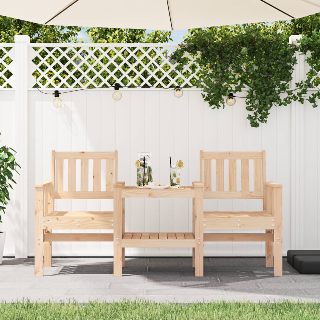 vidaXL Tuinbank met tafel 2-zits massief grenenhout