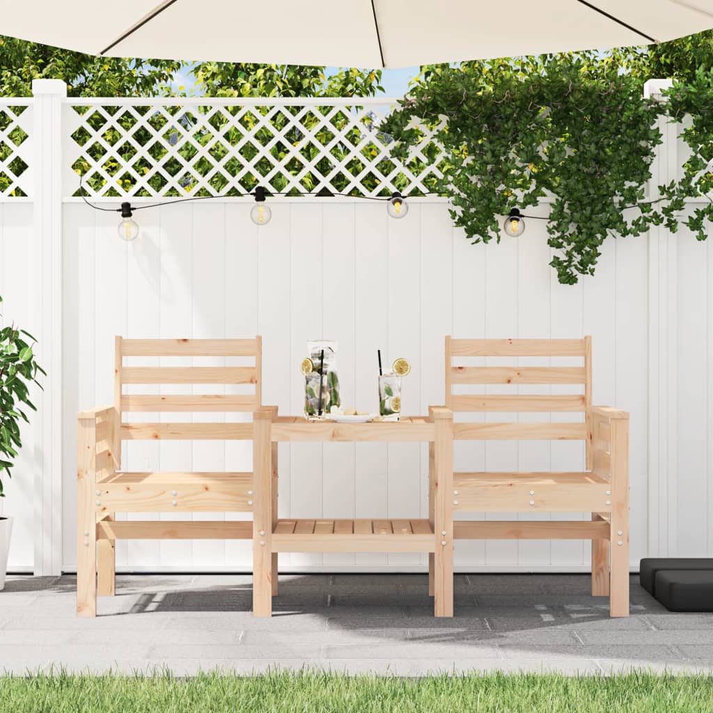 vidaXL Tuinbank met tafel 2-zits massief grenenhout