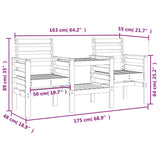 vidaXL Tuinbank met tafel 2-zits massief grenenhout