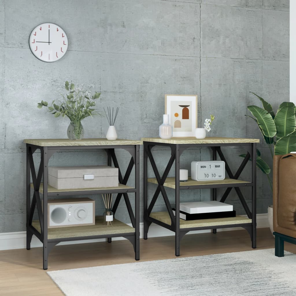 vidaXL Bijzettafel 40x42x50 cm bewerkt hout zwart
