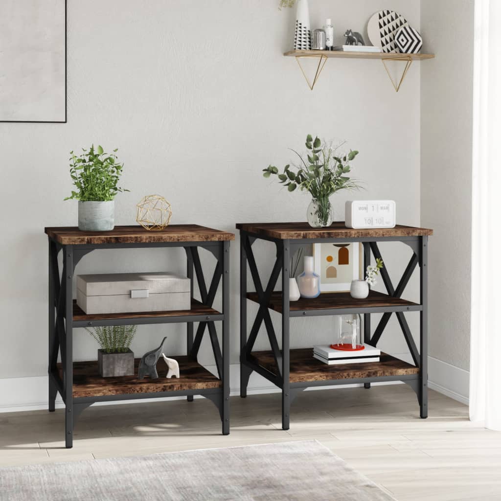 vidaXL Bijzettafel 40x42x50 cm bewerkt hout zwart