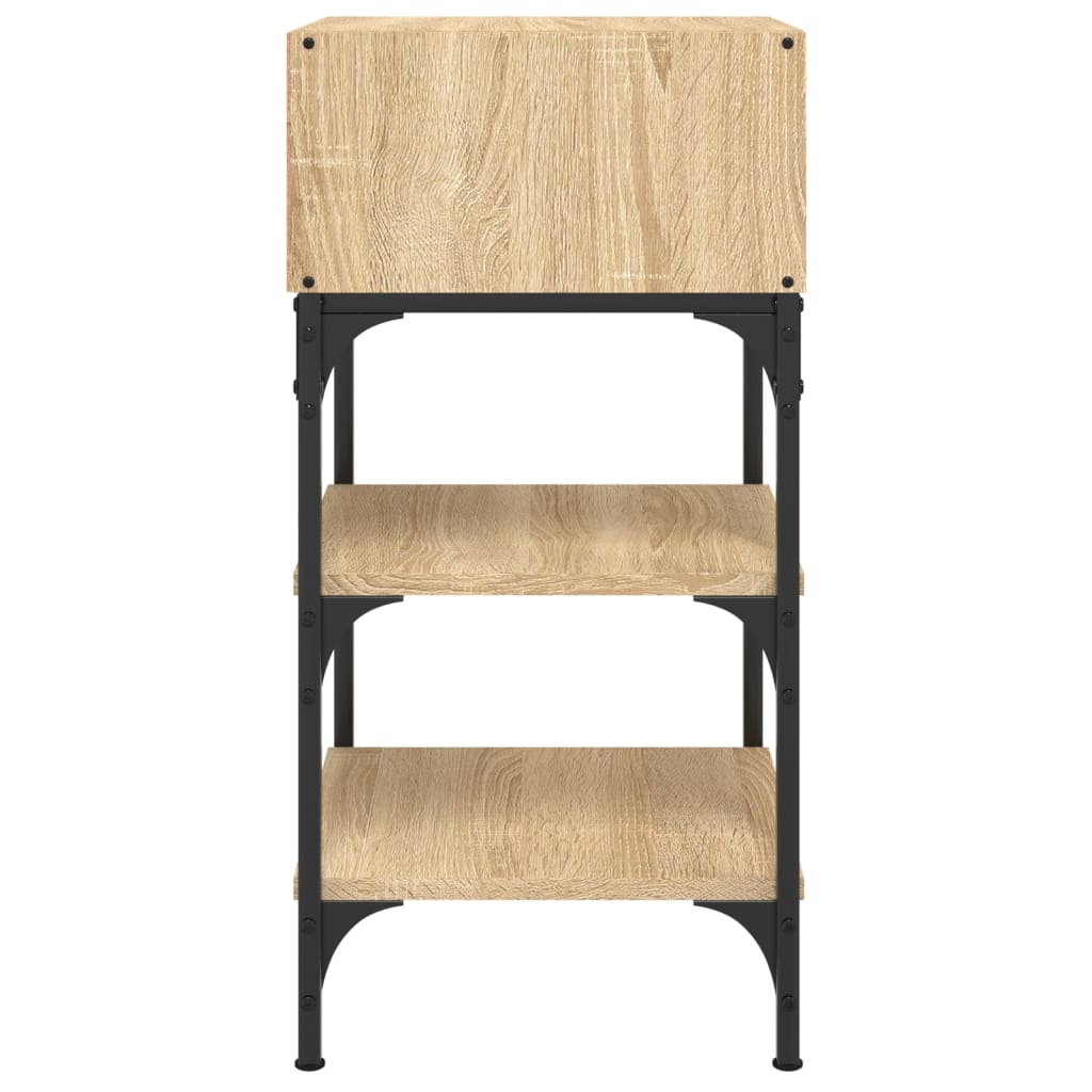 vidaXL Nachtkastje 35x34,5x70 cm bewerkt hout zwart