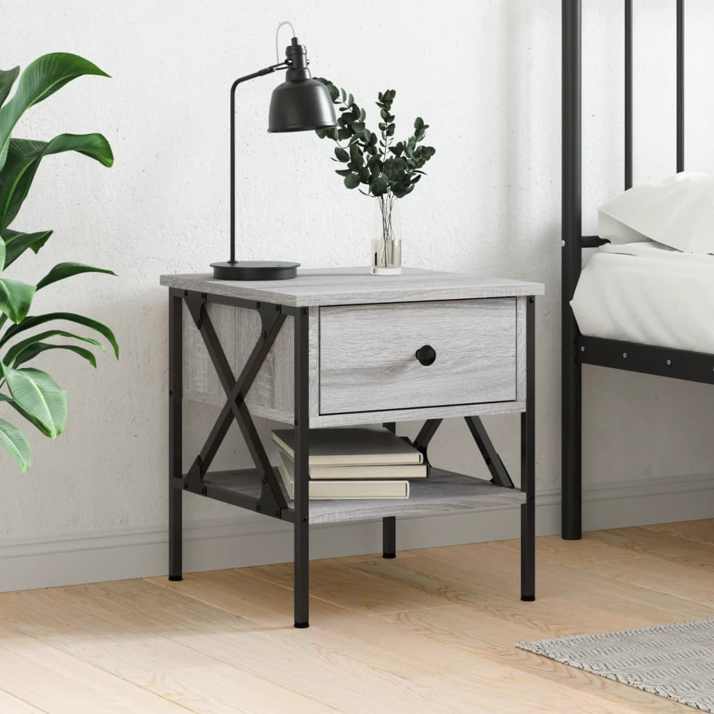vidaXL Bedside cabinet 40x42x45 cm engineered wood black