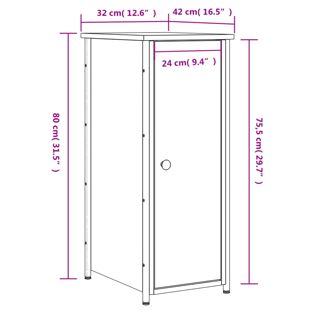 vidaXL Nachtkastjes 2 st 32x42x80 cm bewerkt hout zwart