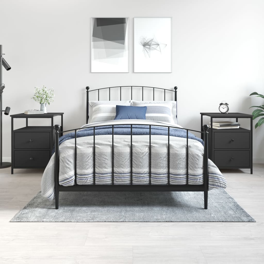 vidaXL Nightstand 44x45x60 cm engineered wood black