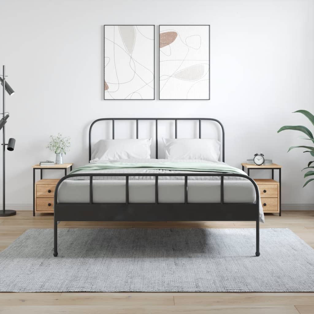 vidaXL Nachtkastje 34x35,5x50 cm bewerkt hout zwart