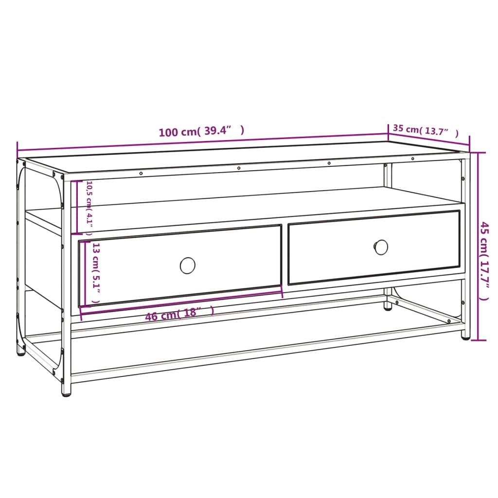 vidaXL Tv-meubel 100x35x45 cm bewerkt hout zwart