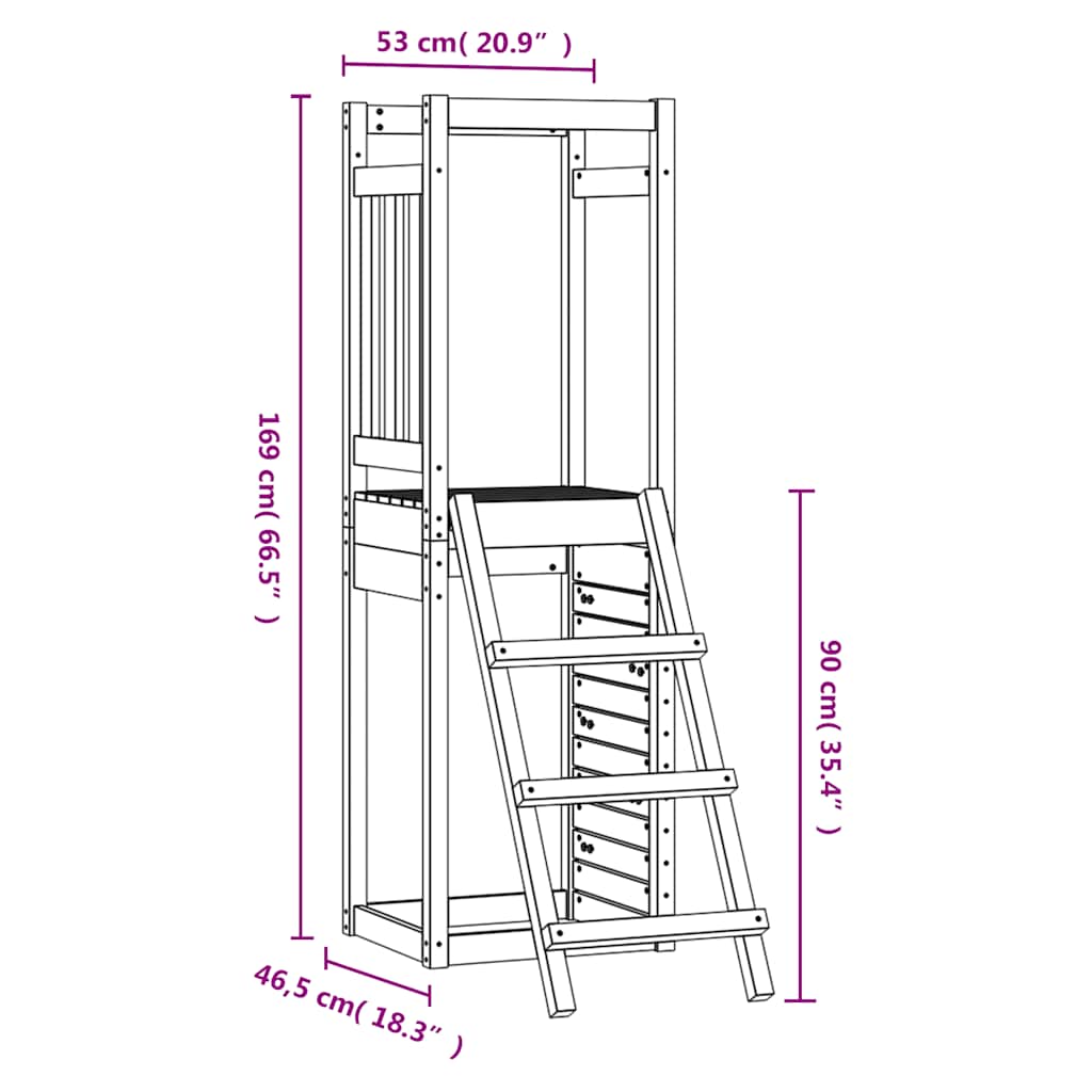 vidaXL Speelhuis 53x46,5x169 cm geïmpregneerd grenenhout