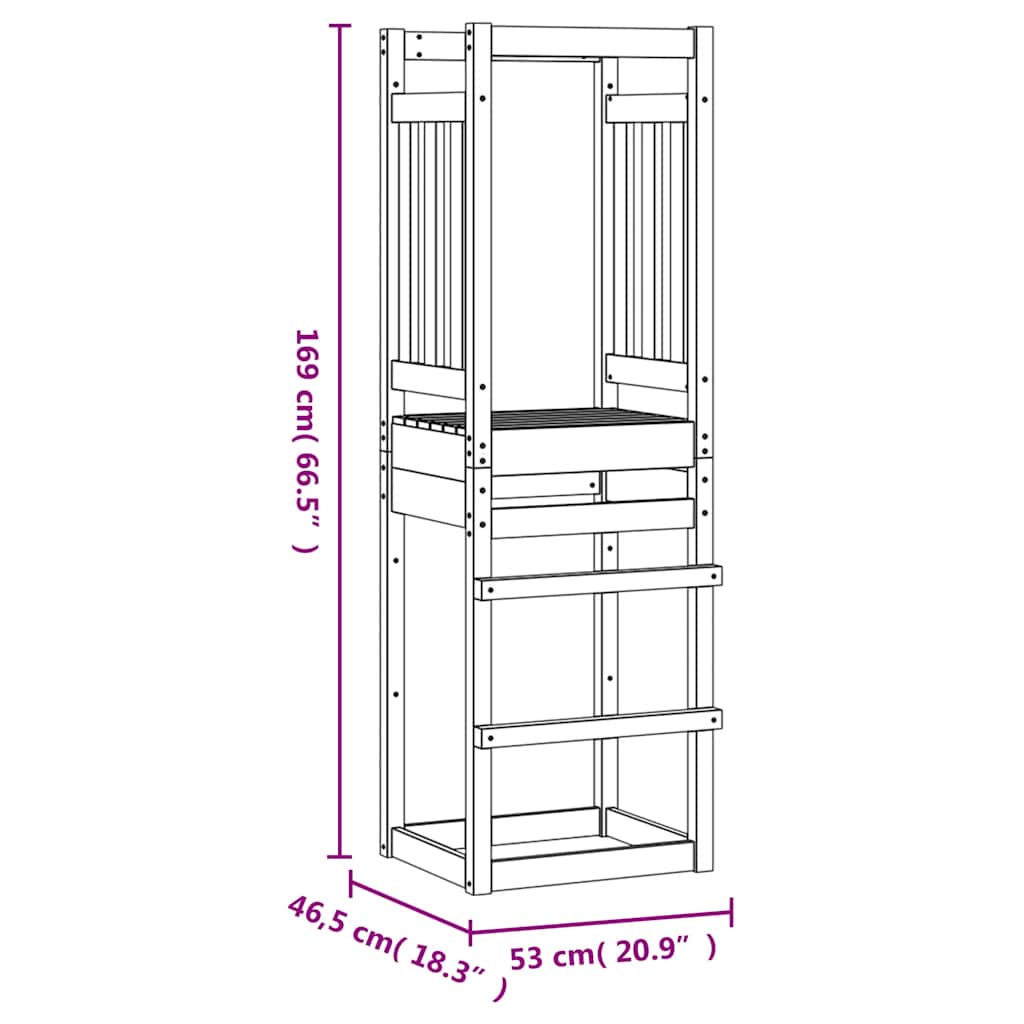 vidaXL Speeltoren 53x46,5x169 cm massief grenenhout