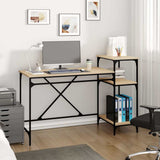 vidaXL Bureau schappen 135x50x90 bewerkt hout en ijzer sonoma eiken