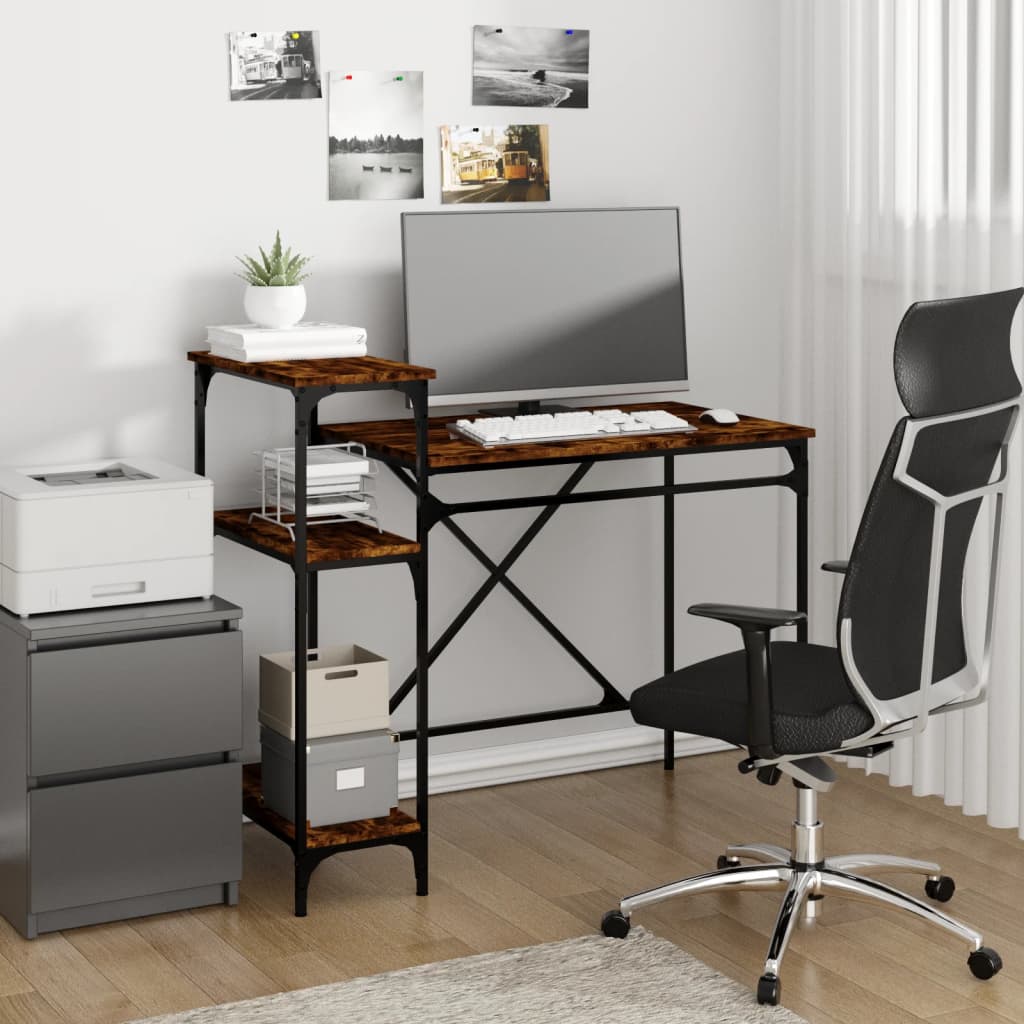 vidaXL Bureau schappen 135x50x90 bewerkt hout en ijzer sonoma eiken