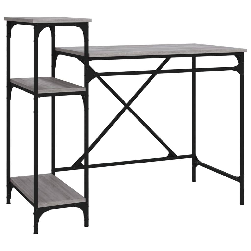 vidaXL Bureau schappen 135x50x90 bewerkt hout en ijzer sonoma eiken