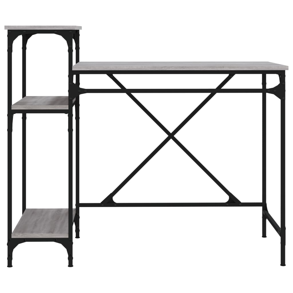 vidaXL Bureau schappen 135x50x90 bewerkt hout en ijzer sonoma eiken