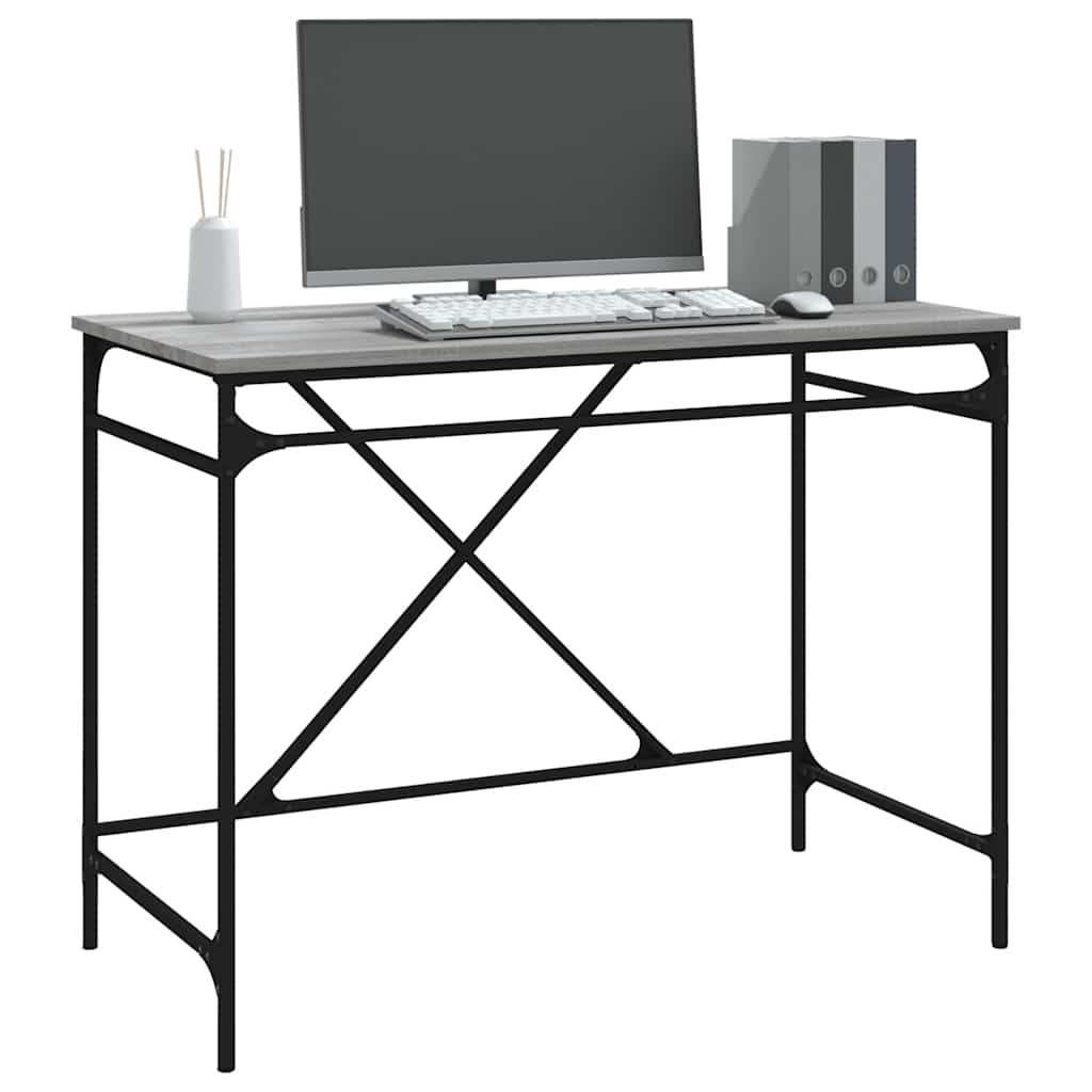 vidaXL Bureau 100x50x75 cm bewerkt hout en ijzer zwart
