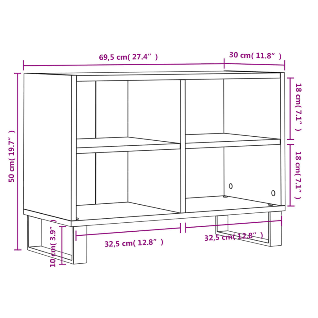 vidaXL TV cabinet 69.5x30x50 cm engineered wood white