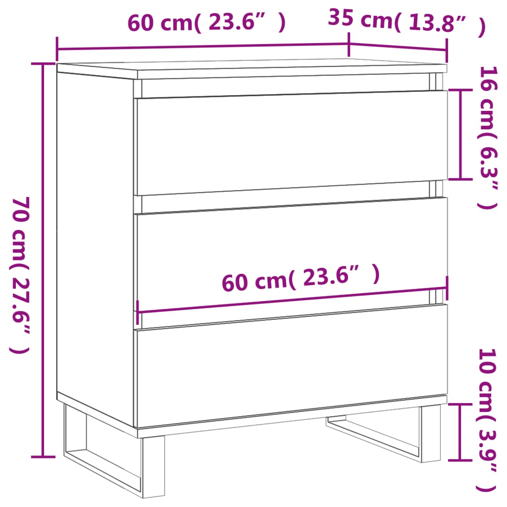 vidaXL Dressoir 60x35x70 cm bewerkt hout wit