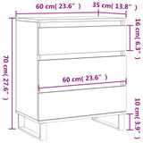 vidaXL Dressoir 60x35x70 cm bewerkt hout wit