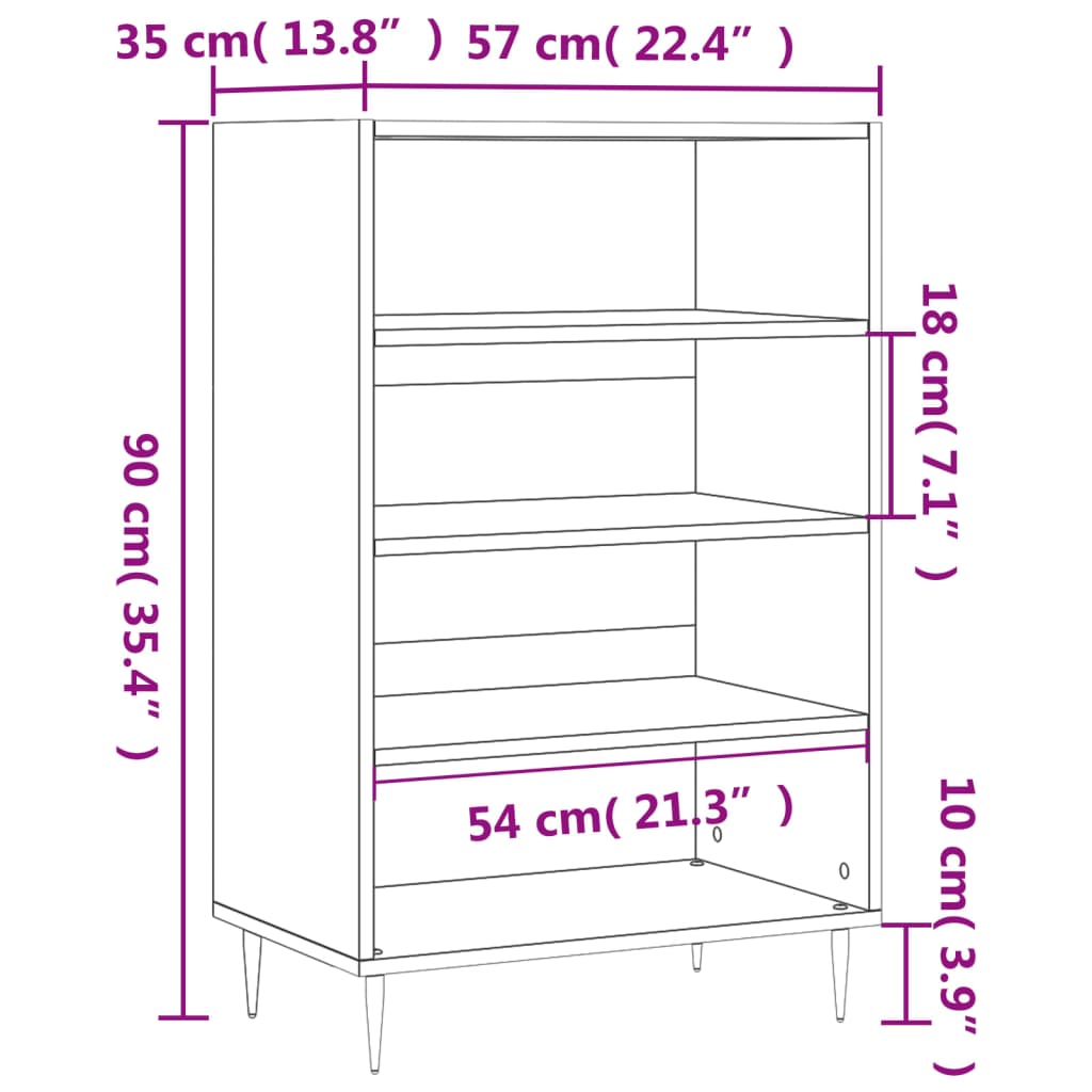 vidaXL Tall cabinet 57x35x90 cm engineered wood white