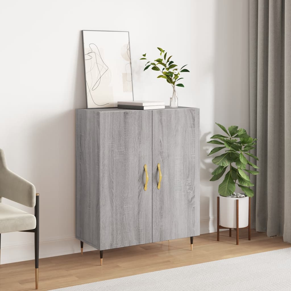 vidaXL Dressoir 69,5x34x90 cm bewerkt hout betongrijs