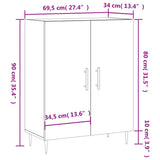 vidaXL Dressoir 69,5x34x90 cm bewerkt hout hoogglans wit