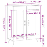 vidaXL Dressoir 69,5x34x90 cm bewerkt hout wit