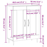 vidaXL Dressoir 69,5x34x90 cm bewerkt hout zwart