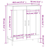 vidaXL Dressoir 69,5x34x90 cm bewerkt hout wit