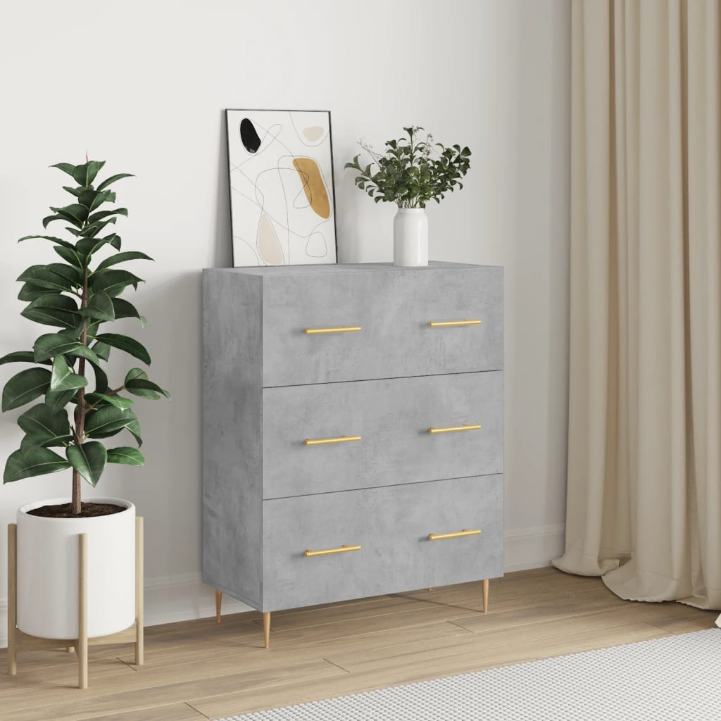 vidaXL Dressoir 69,5x34x90 cm bewerkt hout betongrijs