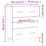 vidaXL Dressoir 69,5x34x90 cm bewerkt hout betongrijs