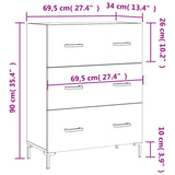 vidaXL Dressoir 69,5x34x90 cm bewerkt hout wit