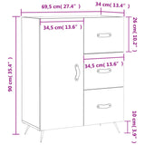 vidaXL Dressoir 69,5x34x90 cm bewerkt hout wit
