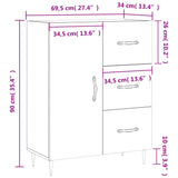 vidaXL Dressoir 69,5x34x90 cm bewerkt hout wit