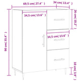 vidaXL Dressoir 69,5x34x90 cm bewerkt hout grijs sonoma eikenkleurig