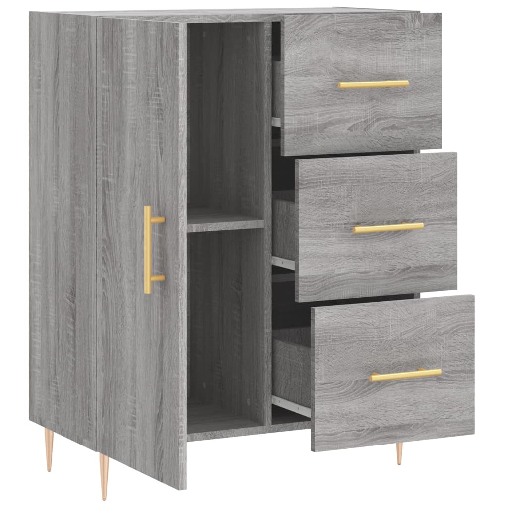 vidaXL Dressoir 69,5x34x90 cm bewerkt hout grijs sonoma eikenkleurig