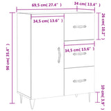 vidaXL Dressoir 69,5x34x90 cm bewerkt hout zwart