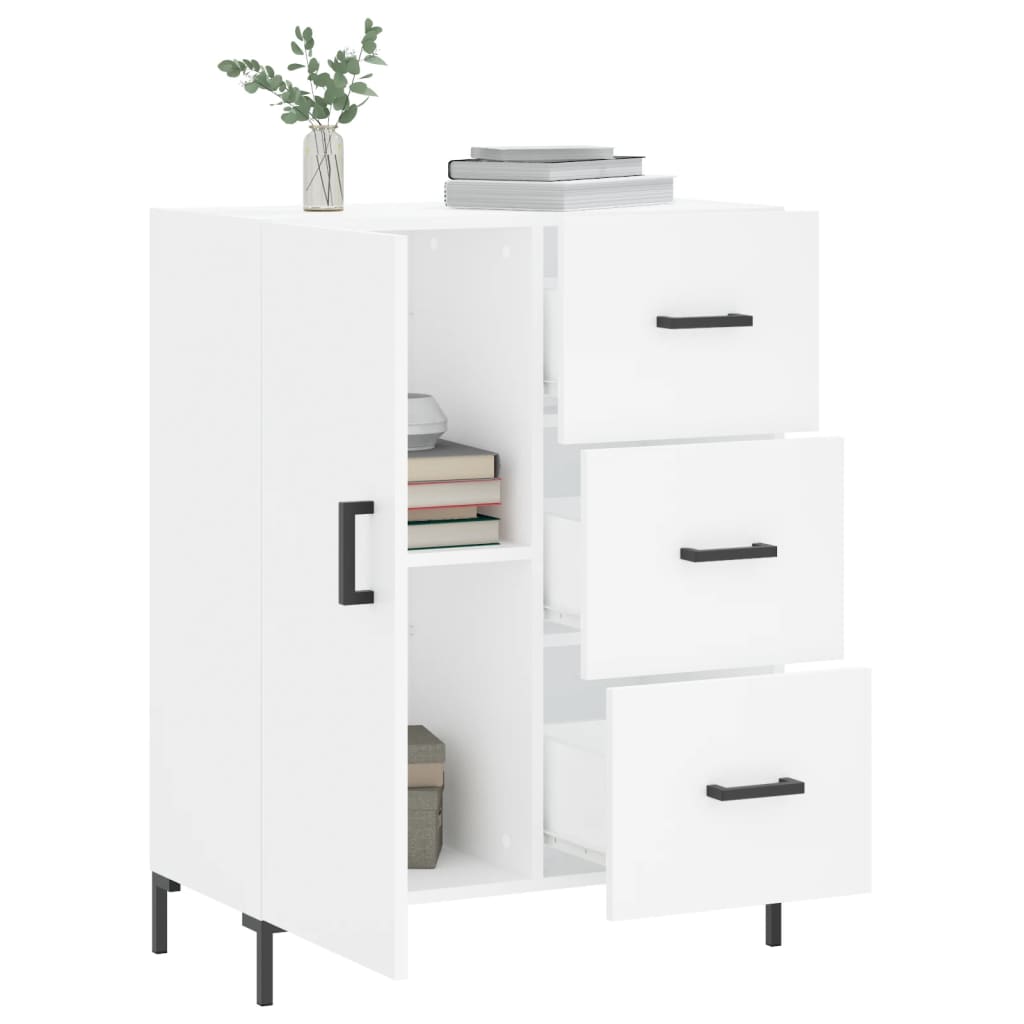 vidaXL Dressoir 69,5x34x90 cm bewerkt hout hoogglans wit
