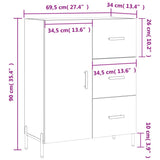vidaXL Dressoir 69,5x34x90 cm bewerkt hout wit